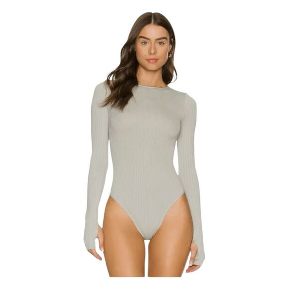 Free People Intimately Seams To Me Seamless Bodysuit Heather Grey Long Sleeve M/ - Picture 3 of 6